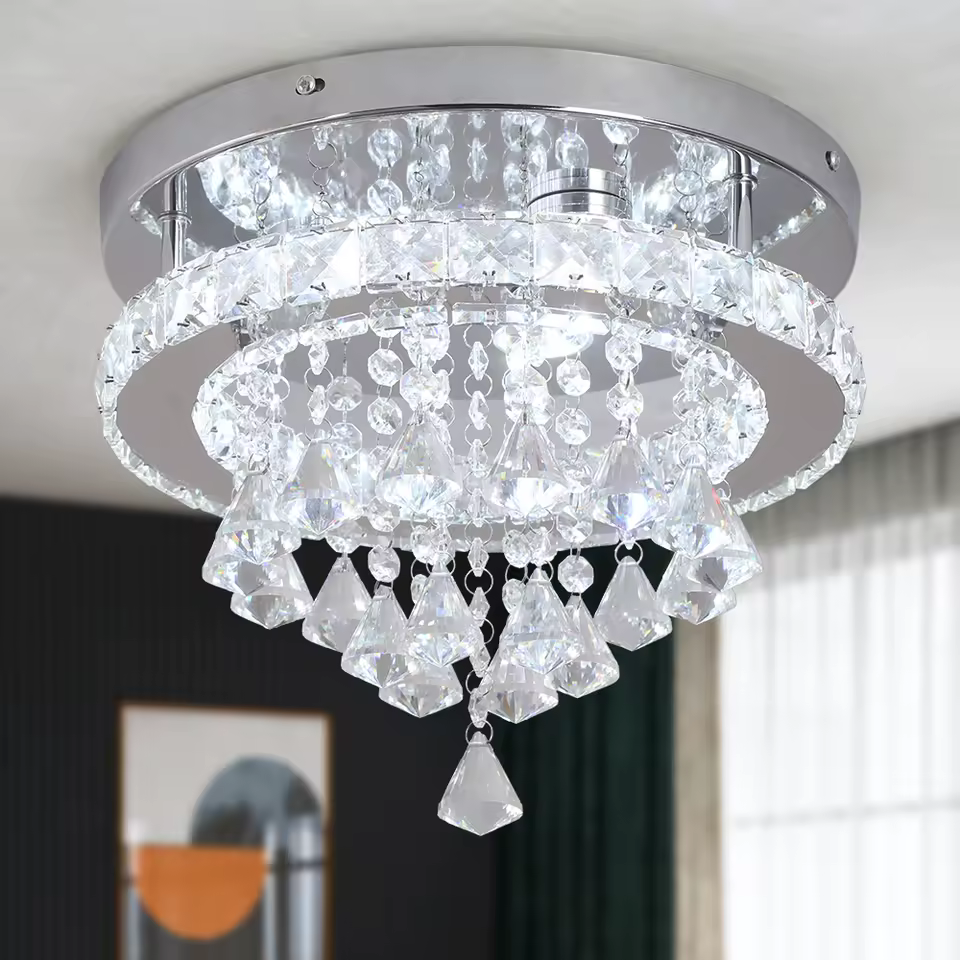 Lustre Plafonnier Cristal Nordique – LED & Design Raffiné - Plafonnier design Zelor